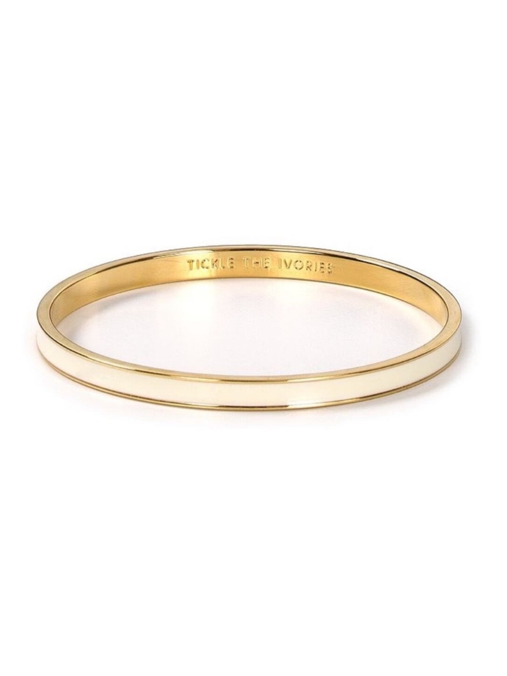 Kate Spade “Tickle The Ivories” Gold-Tone & Ivory Enamel Bangle Bracelet